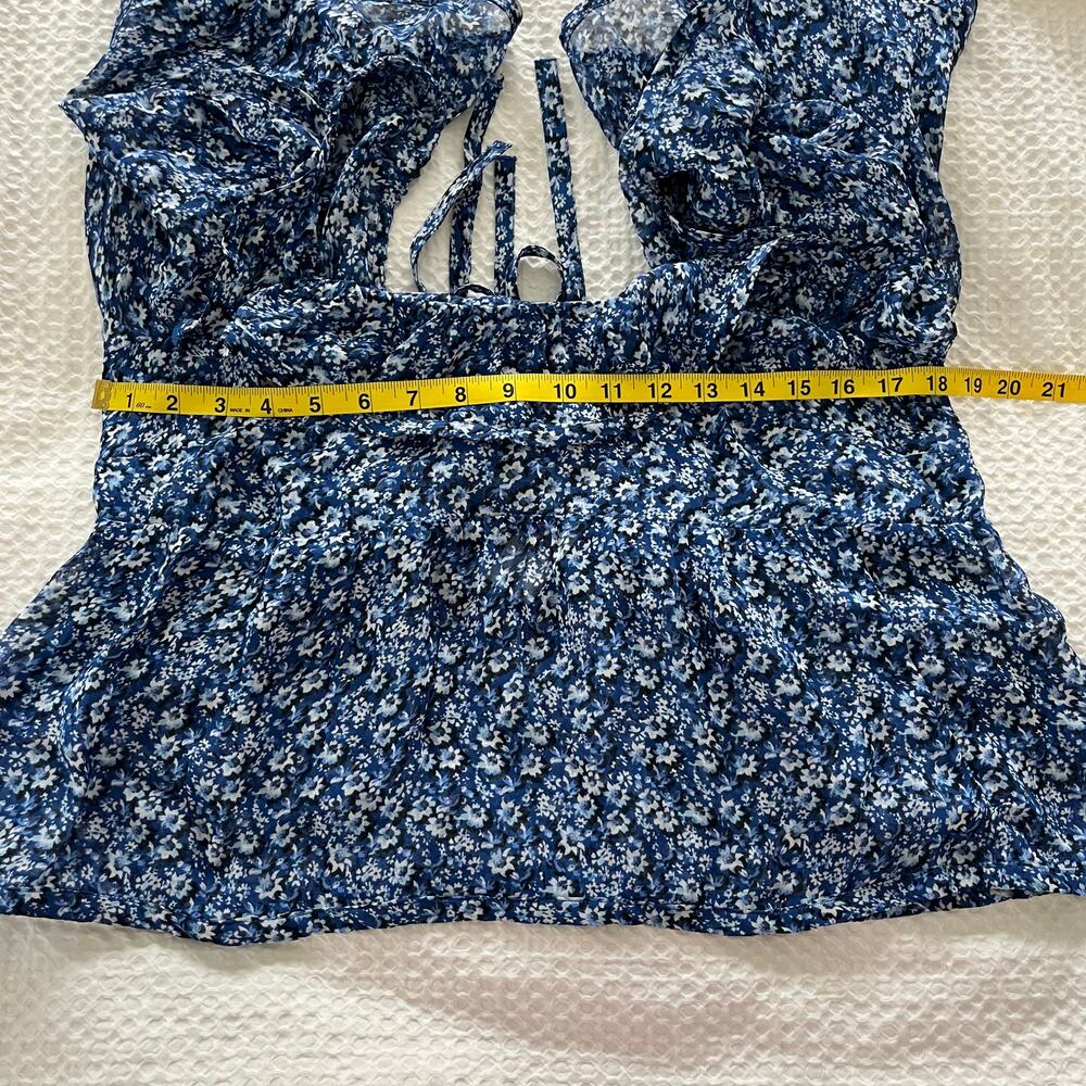Anthropologie Maeve NWT Square-Neck Sheer Babydoll Floral Bell Sleeve Blouse - Picture 8 of 12